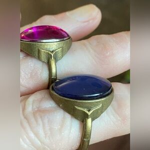 NEW FAUX DRUZY stone brass rings (2)